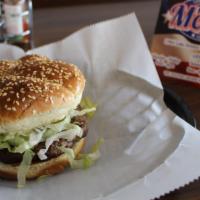 Great American Hamburger · Lettuce, tomatoes, pickles, onions, choice of ketchup, mustard or mayo.