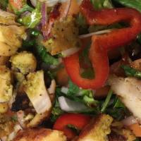Lemongrass Chicken Salad · Lemongrass chicken with lettuce, tomatoes, cucumbers. Topped with carrots, red onions, cilan...
