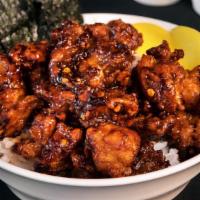 Spicy Karaage Don (Fried Chicken) · Spicy fried chicken rice bowl.