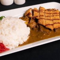 Katsu Curry · Panko breaded chicken with beef curry.