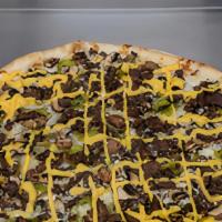 14'' Philly Cheese Steak · Garlic olive oil sauce with mushrooms, onions, green peppers and grilled steak