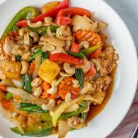 Cashew Nut · Recommended with chicken stir-fried with cashew nuts, pineapple, onions, bell peppers, carro...
