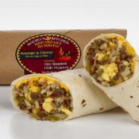 Mauro'S Kitchen Bacon, Sausage And Egge With Fire Roasted Chili Breakfast Burrito 10Oz · 