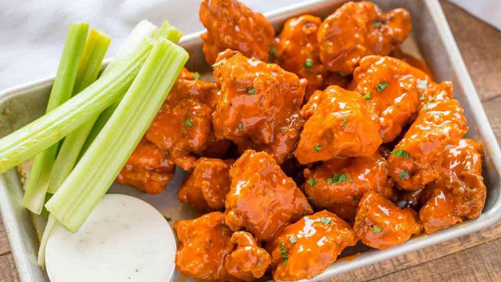 Boneless Chicken Wings · Pieces of all-white, boneless chicken breast lightly breaded and cooked to crisp perfection, tossed in your choice of our homemade BuffaLou sauce or honey BBQ Bar-B-Lou sauce.