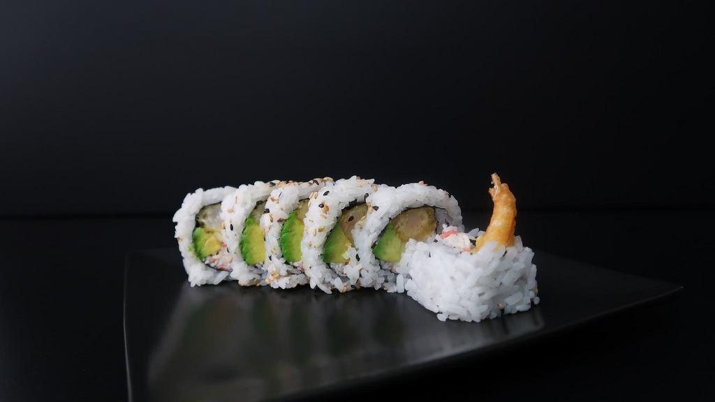 Shrimp Tempura Roll · Shrimp tempura, crab mix, avocado, cucumber.