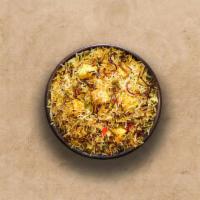 Spice Lane Cottage Cheese Biryani · Long grain basmati rice cooked with freshly made cottage cheese and aromatic Indian herbs.