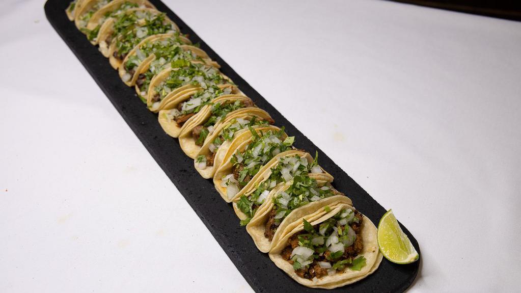 Super Tacos Special · 15 tacos with your choice of meat: asada, suadero, lengua, pastor, tripa, barbacoa (*WEEKENDS ONLY*)- 3 different meat choices max.- 5 tacos per each meat