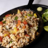 Alambre Pollo Especial · 8 small tortillas with 6 oz. of chicken, green onion, green pepper, red bell pepper, diced h...