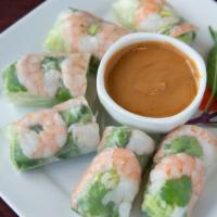 Fresh Rolls · Rice noodles, shrimp, lettuce, mint and cilantro wrapped in rice paper rolls. Served with pe...
