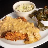 Country Fried Steak · Top round cube steak smothered in house gravy. Served with your choice of two sides.