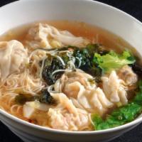 Wonton Noodle Soup · wonton, ramen noodle, spring mix vegetable, green onion, cilantro, dry seaweed, dried small ...