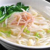 Chicken Noodle Soup · chicken, ramen noodle,  green  onion, cilantro,  chicken broth, spring mix vegetable
