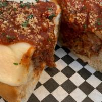 Meatball Sub · House made meatballs, over baked on a hoagie roll with melted mozzarella and marinara.  Serv...