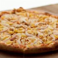Bbq Chicken · BBQ sauce, chicken, three cheese blend, red onion, pineapple and feta cheese.