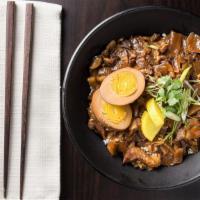 Minced Pork Rice Bowl · Taiwanese pork rice bowl with mushrooms, onions, and one marinated egg.