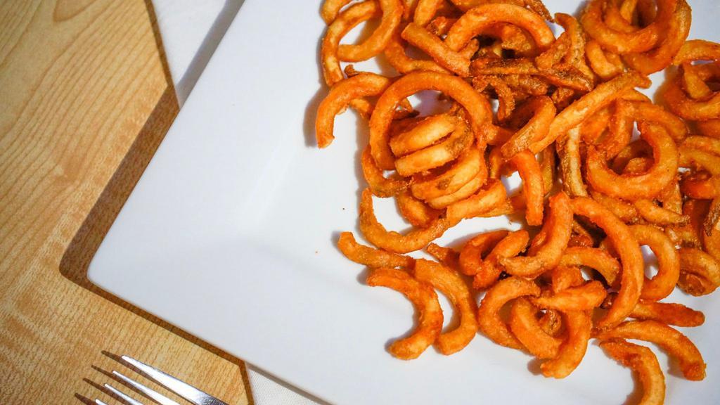 Curly Fries Rings · Large Plate of Crispy Curly Fries
