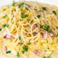 Carbonara · Pancetta, eggs, and parmesan.