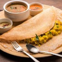 Masala Dosa (1 Pc) · Masala Dosa is a savoury thin crispy crepe made from urad dhal flour and rice flour with fen...