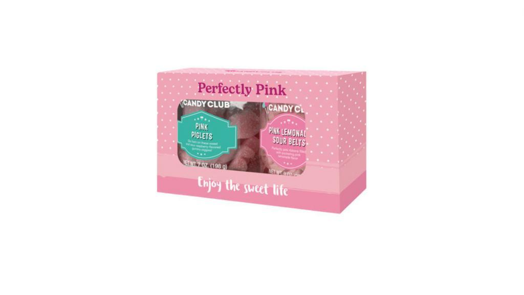 Perfectly Pink Candy Set · This pink candy gift box has a wonderful balance of chewy, fluffy, and tangy gummies! Perfectly pink candies make great 'gifts for her', baby shower presents, or gender reveal parties; these beautiful pink candies are welcome to any goody bag or candy buffet. Gift Set includes one cup each of Pink Piglets Gummies and Pink Lemonade Sour Belts.