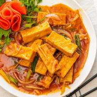 Crispy Spicy Ginger Tofu  🌶️ · Hot & spicy. Crispy tofu sautéed in our delicious spicy ginger sauce.
