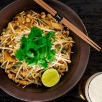 Pad Thai Noodles · With peanuts, mushrooms, and tofu.