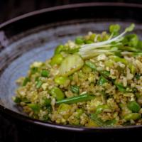 8 Greens Fried Rice · With brown rice, seasonal vegetables, and egg white.