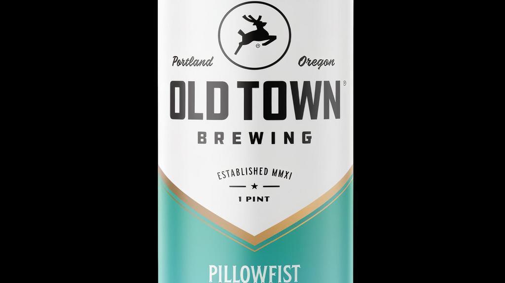 Pillowfist - Hazy Ipa · Double Gold | SIP Magazine| 2021
 ABV: 6.8% - This NE style IPA is packed full of luscious hoppy goodness, paired with a mouthwateringly juicy character. With over 4 POUNDS of hops per barrel, it delivers an incredibly complex and aromatic brew. Pillowfist is unfiltered, unprocessed, and unapologetic offering waves of tropical flavors followed by a gentle hop bitterness.