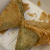 Spanakopita (3 Pcs) · Fillo dough filled with spinach and feta cheese flash fried to perfection.