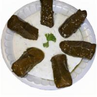 Dolma Tzatziki Dip · Combination of rice, parsley, onions, dill garlic, olive oil, and a twist of lemon juice, st...