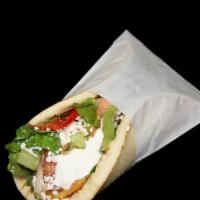 Greek Salad Sandwich · Vegetarian. Romaine hearts, tomatoes, onions, red pepper, cucumber, and feta cheese.
