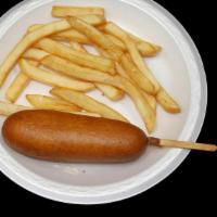 Kid'S Corn Dog · Comes with your choice of fries or rice.