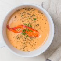 Lobster Bisque · 12 ounce, cream, lobster claw, seasoning, chives.