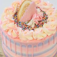 Fancy Drizzle Cake · This cake is a decorators choice with chocolates, candies and cookies added in your color of...