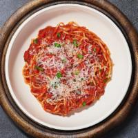 Master Marinara Pasta (Spaghetti) · Fresh spaghetti cooked with our house made marinara sauce, mozzarella cheese topped with fre...