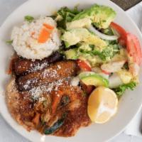 Pescado Mojito · Gluten free. Grilled white fish fillet marinated in white wine with cinnamon and paprika. Se...