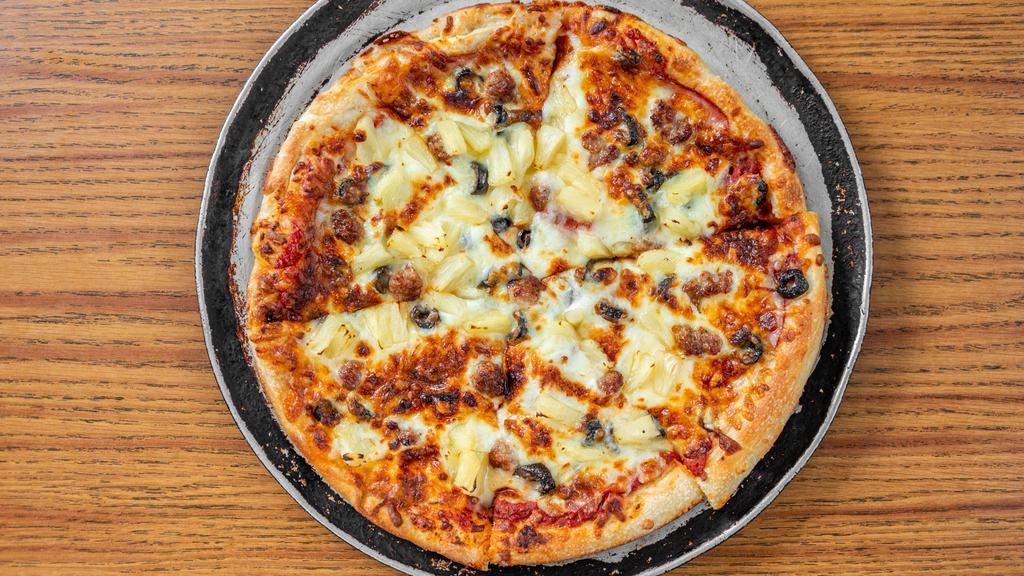 Jay Berry'S Special · Canadian bacon, black olives, pineapple, and Italian sausage