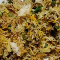 Shrimp Biryani · Our long grain basmati rice cooked with shrimp marinated in yogurt and house spices fresh ve...