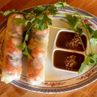 Steam Spring Rolls · Steam shrimp and steam pork rolled in rice paper with variety vegetables, served with peanut...