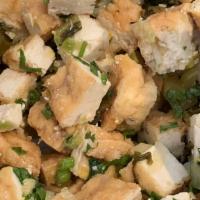 Tofu Bowl  · Vegan. Takana, scallion, sweet onion, cilantro, ginger sesame oil, shoyu.