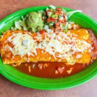 Carne Asada Burrito · Charbroiled skirt steak strips, Spanish rice, and refried beans wrapped in a flour tortilla....