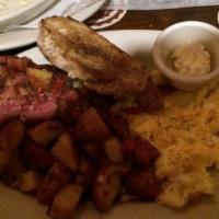 Corned Beef Hash · House cooked corned beef, Celtic hash with two eggs any style, Irish soda bread toast, and h...