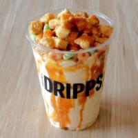 Caramel Apple Milkshake · Vanilla based infused with Apple jacks and cheesecake topped with graham cracker crumbs and ...