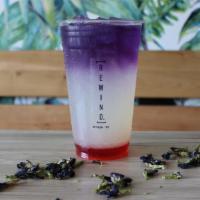 Butterfly Rose Lemonade [Dairy & Caffeine Free] · Refreshing rose lemonade topped with non caffeinated tea.