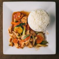 Sweet & Sour · Stir-fried onion, cucumber, tomato, pineapple and bell pepper in tangy sweet and sour sauce....