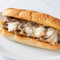 Philly Cheese Steak · Grilled roast beef, mushroom, onion and swiss cheese on hoagie.
