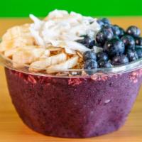 Acailicious · Acai or pitaya, blended with banana, blueberries, raspberries and your choice of almond or c...