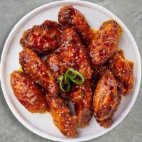 K'Group Bbq Wings (Boneless) · Boneless breaded fresh chicken wings, fried until golden brown, and tossed in Korean BBQ sau...