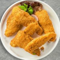Crispy Tenders · Chicken tenders breaded and fried until golden brown. Served with your choice of dipping sau...