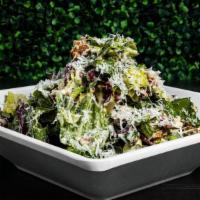 Caesar Salad - Signature (V) · Chopped hearts of Romaine, vegan parmesan, garlic confit croutons, Olive oil, tossed in our ...
