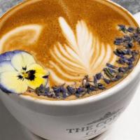 Honey Lavender Latte (Hot) · Double shot espresso and house made lavender syrup with honey, steamed milk.